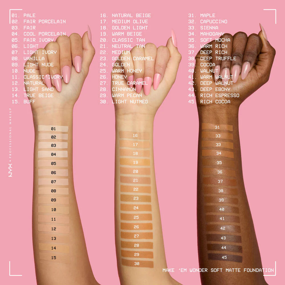 NYX Professional Makeup Make 'EM Wonder, 24H Soft Matte Foundation